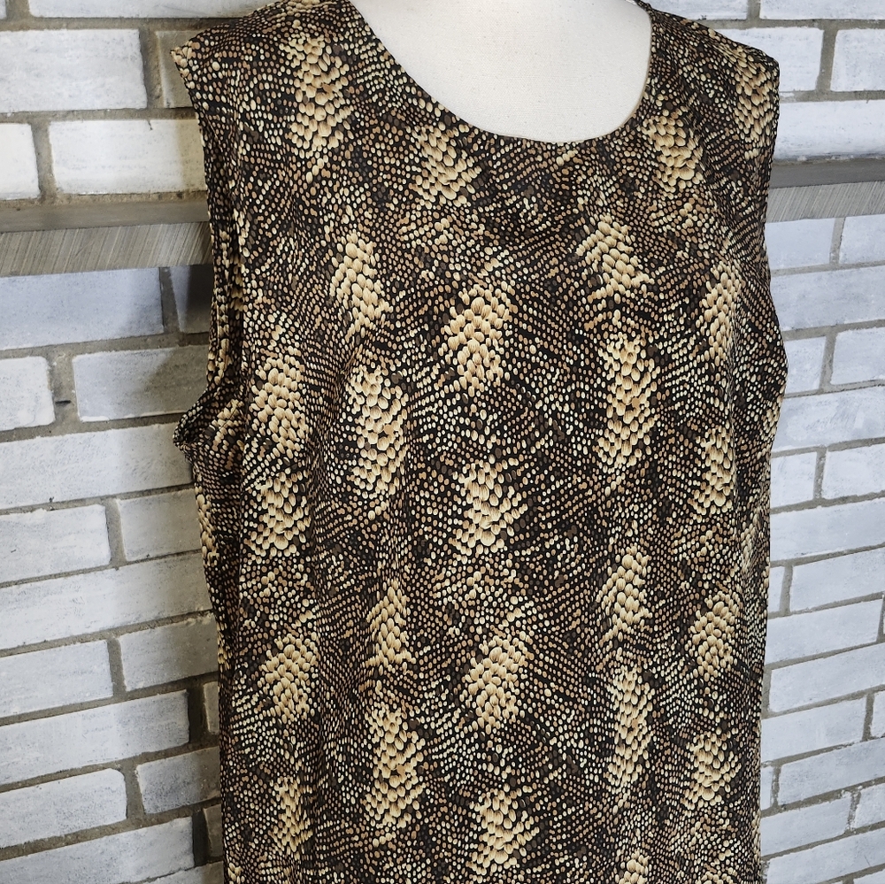 •Vintage MPH Collection Dress Women's Size 2X 90s Animal Print Midi Length Shift - Picture 3 of 10